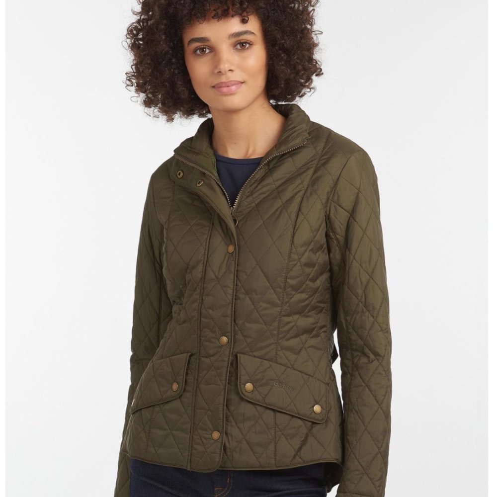 Diamond Quilted Barbour Olive Green Light Jacket